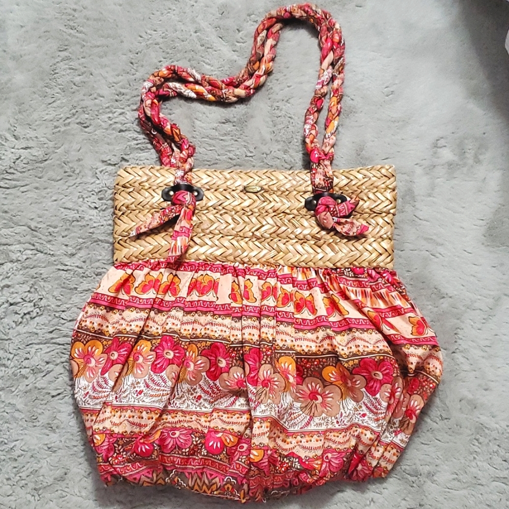 Cappelli floral summer large straw shoulder bag